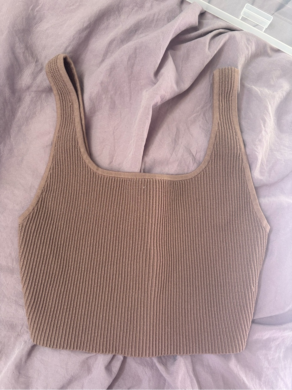 Babaton Ribbed Square-Neck Tank in Taupe